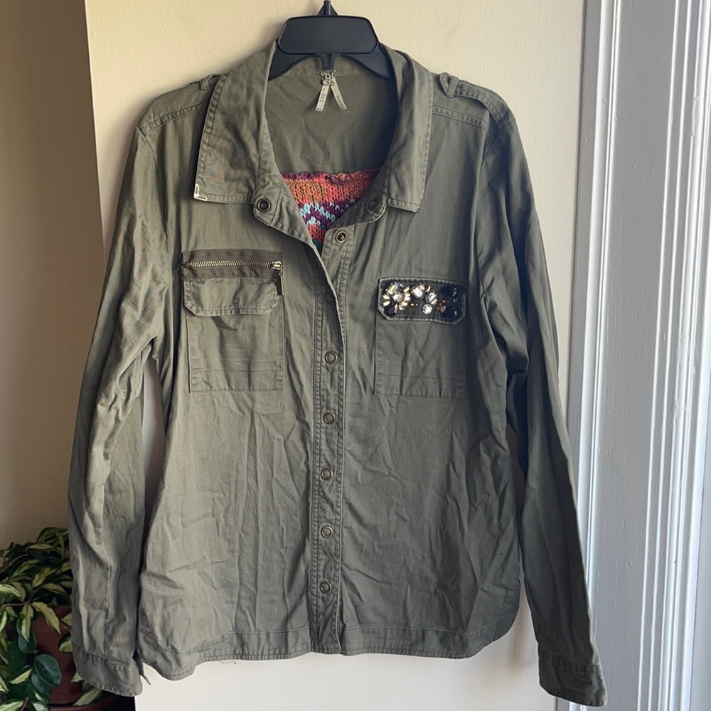 BKE button down with jewels and sweater backing XL